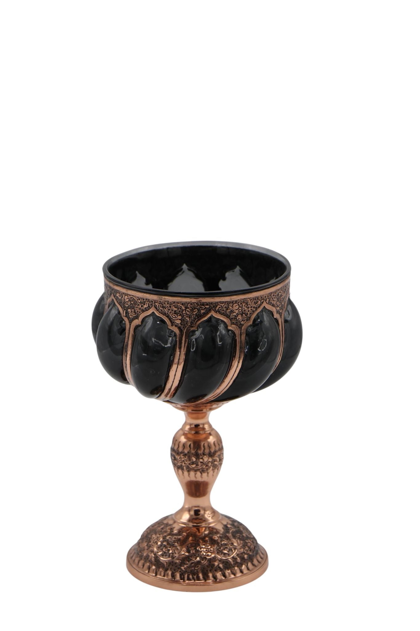 Handcrafted Bule Glass & Engraved Copper Bowl – A Fusion of Crystal Art and Copper Engraving