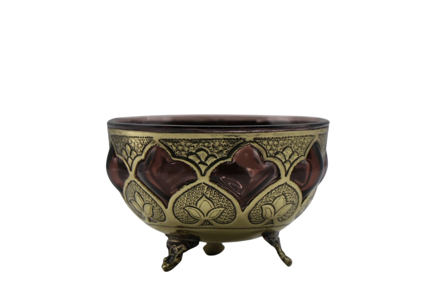 Handcrafted Bule Glass & Engraved Copper Bowl – A Fusion of Crystal Art and Copper Engraving