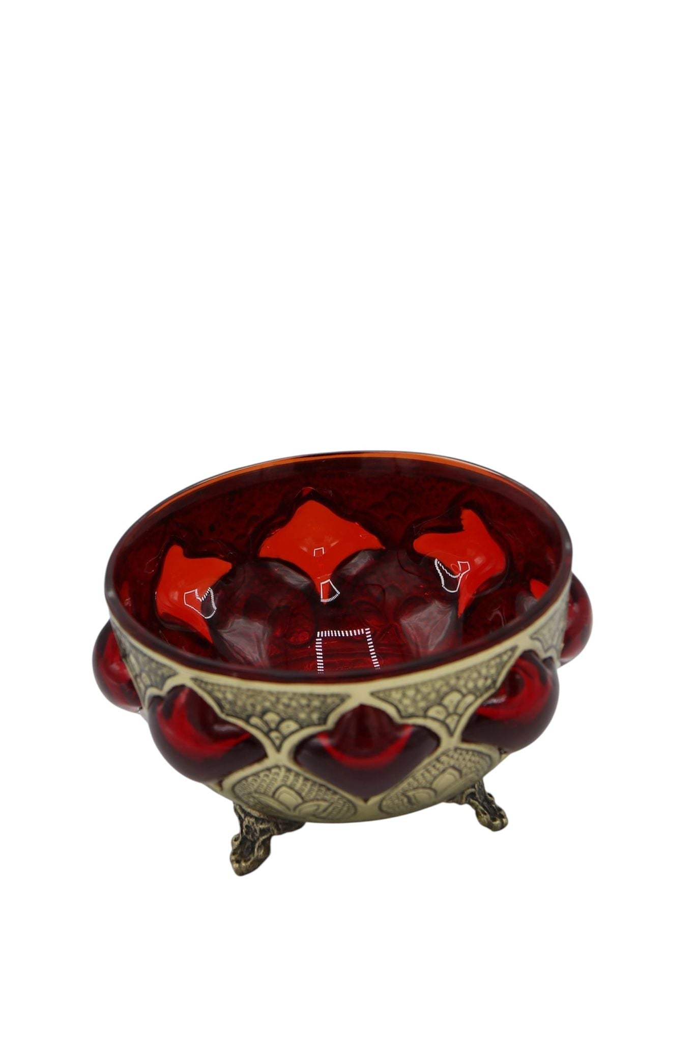 Handcrafted Bule Glass & Engraved Copper Bowl – A Fusion of Crystal Art and Copper Engraving