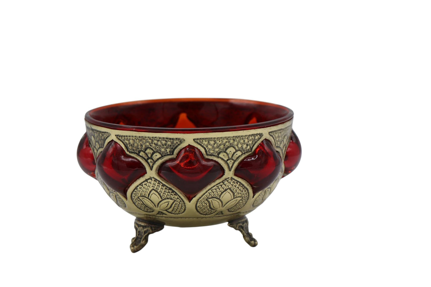 Handcrafted Bule Glass & Engraved Copper Bowl – A Fusion of Crystal Art and Copper Engraving