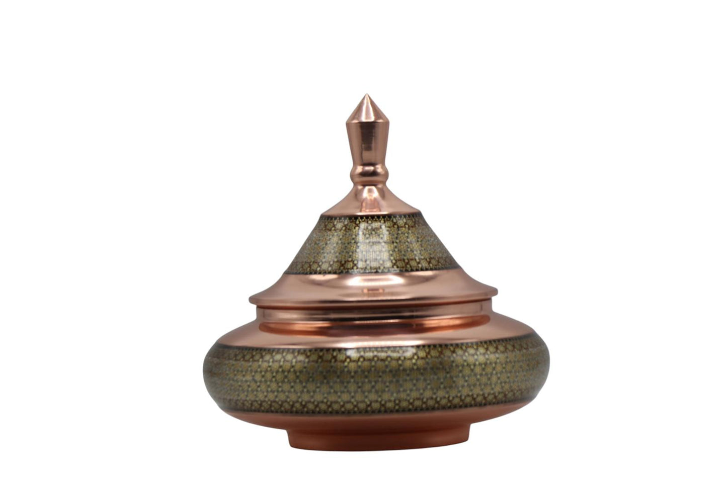Handcrafted Khatamkari Marquetry Copper Vessel – Traditional Inlay Art