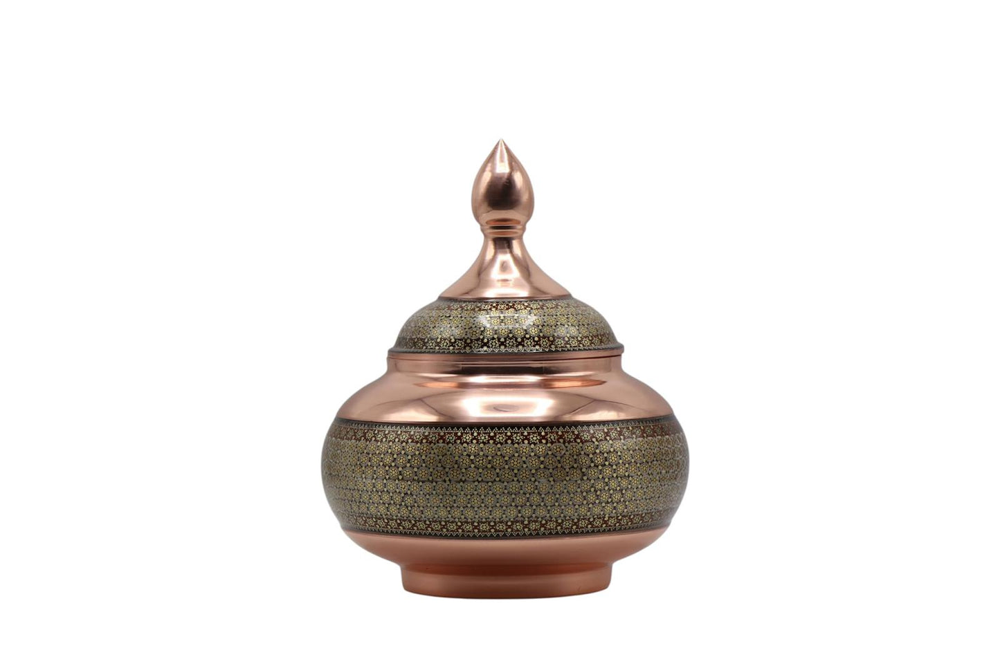 Handcrafted Khatamkari Marquetry Copper Vessel – Traditional Inlay Art