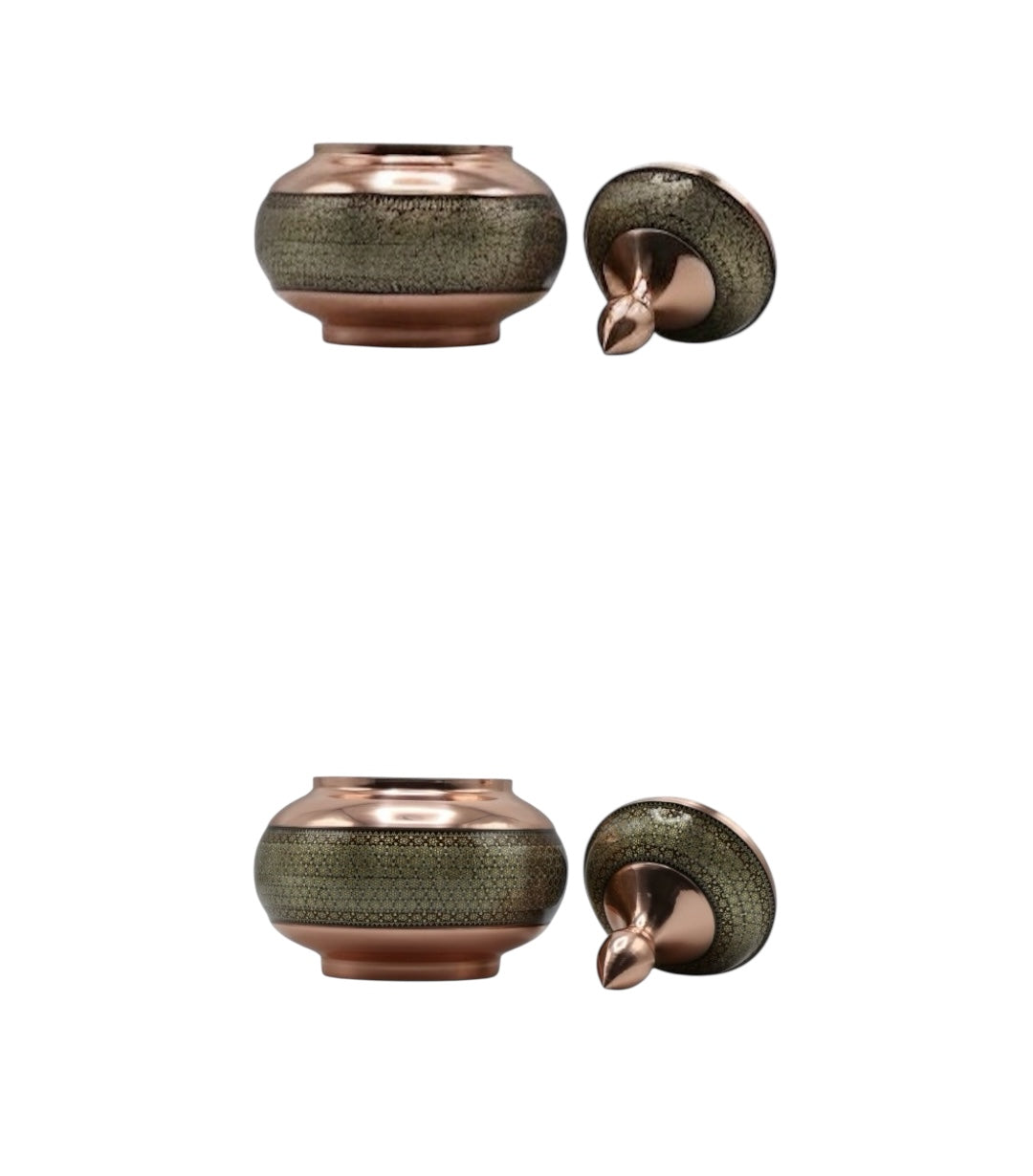 Handcrafted Khatamkari Marquetry Copper Vessel – Traditional Inlay Art