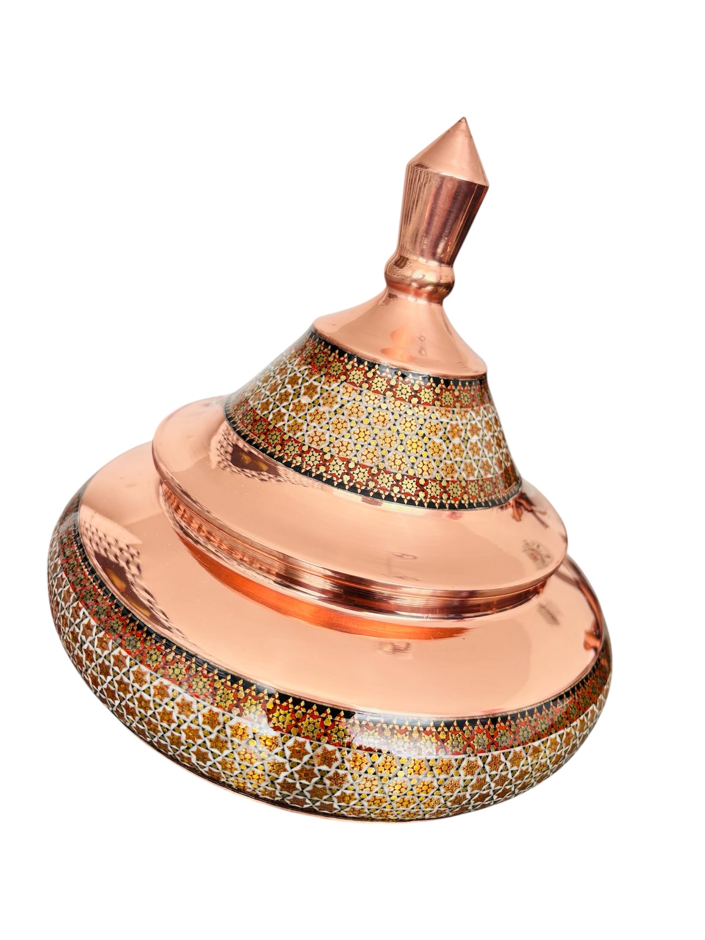 Handcrafted Khatamkari Marquetry Copper Vessel – Traditional Inlay Art
