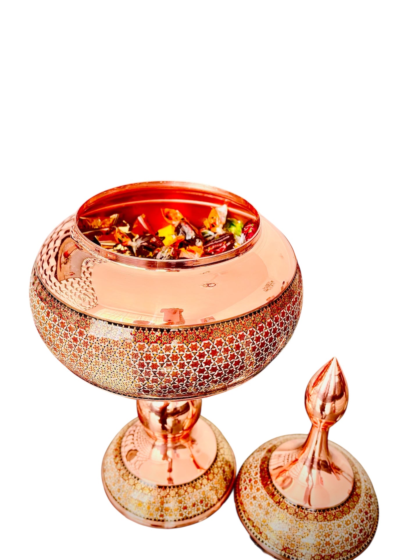Handcrafted Khatamkari Marquetry Copper Vessel – Traditional Inlay Art