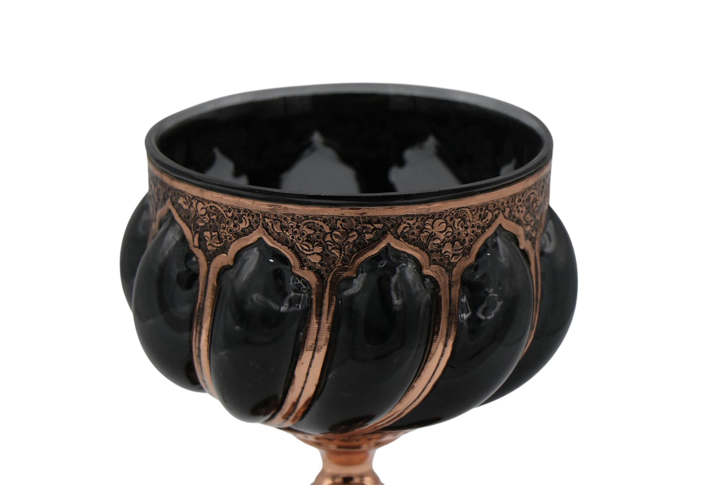 Handcrafted Bule Glass & Engraved Copper Bowl – A Fusion of Crystal Art and Copper Engraving