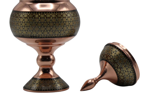 Handcrafted Khatamkari Marquetry Copper Vessel – Traditional Inlay Art