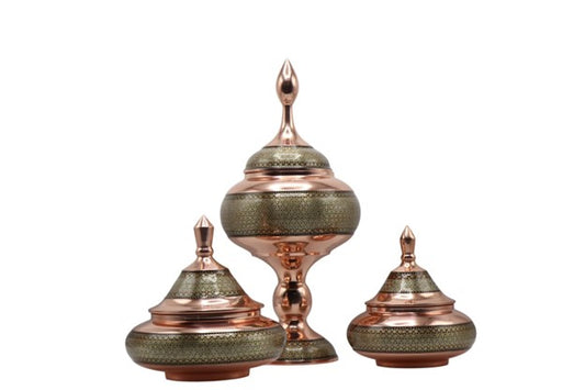 Handcrafted Khatamkari Marquetry Copper Vessel – Traditional Inlay Art